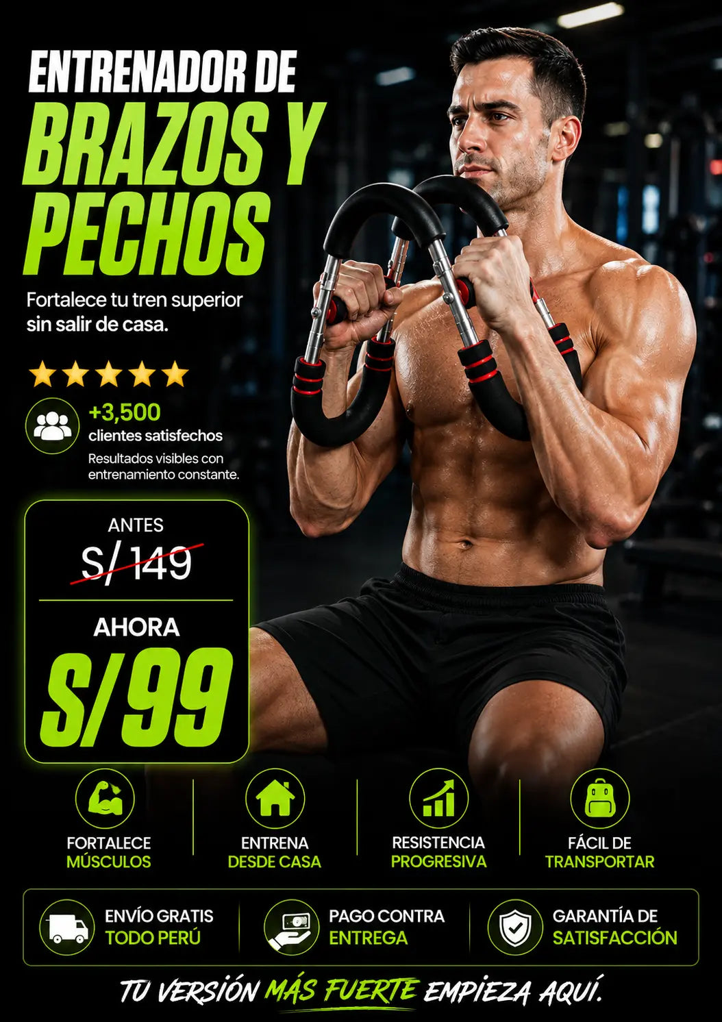Entrenador de brazos y pechos