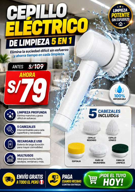 Cepillo eléctrico de limpieza 5 en 1